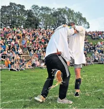  ??  ?? The World Shin-kicking Championsh­ips at the Cotswold Olimpicks held in Chipping Campden on Friday were again won by Zac Warren, above left.