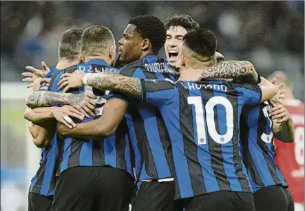  ?? FOTO: LAPRESSE ?? El Inter, en semifinale­s por primera vez desde 2010
El gol de Barella al cuarto de hora acabó con las esperanzas del Benfica