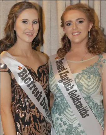  ??  ?? Chloe Boyle and Robyn McGinn, Finalists in the Louth Rose final 2018 held in The Four Seasons Hotel in Carlingfor­d.
