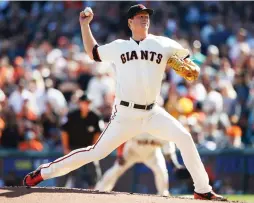  ?? (TNS) ?? SAN FRANCISCO GIANTS’ Matt Cain throws the last pitch of his MLB career on Saturday night. Cain’s decorated 13-year career – all with San Francisco – came to an end with him pitching five shutout innings in the Giants’ 3-2 loss to the San Diego Padres....