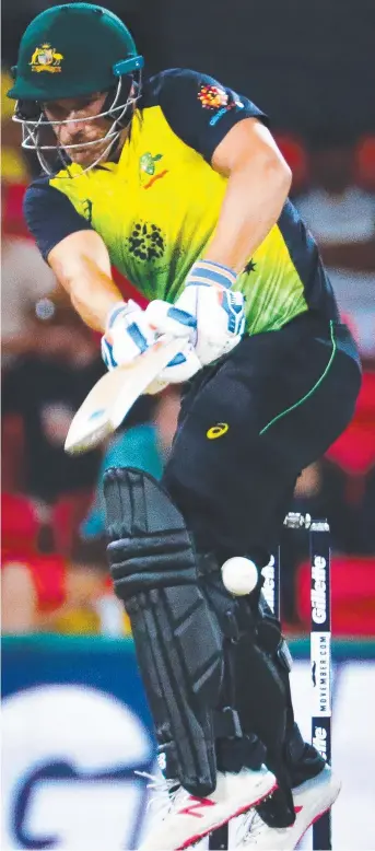  ?? Picture: AFP ?? Aaron Finch says missing out in a Twenty20 match where he’s trying to smack the ball is no guide to how he will approach a Test match