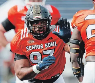  ?? ASSOCIATED PRESS FILE PHOTO ?? Nathan Shepherd, pictured, of Fort Hays State was the lone Canadian at the NFL combine.
National Football League draft guru Mike Mayock projects Shepherd to go in the second or third round.