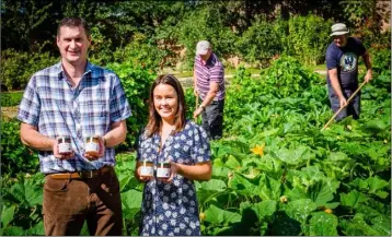  ??  ?? Tom and Laura Sinnott launching their organic range at Colclough Gardens, Tintern.