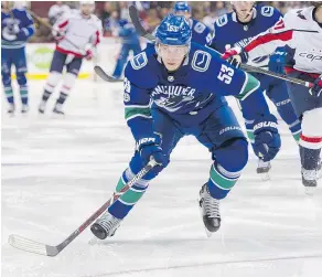  ?? — GETTY IMAGES FILES ?? Bo Horvat signed a big contract with the Canucks after proving he could be a first-line centre.