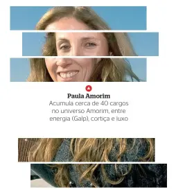  ??  ?? Paula Amorim Acumula cerca de 40 cargos no universo Amorim, entre energia (Galp), cortiça e luxo