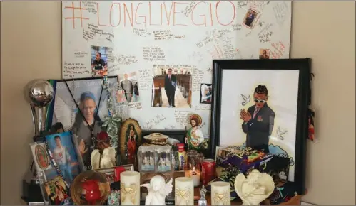  ?? (JIM WILSON/THE NEW YORK TIMES) ?? A shrine in the Maldonado home in San Lorenzo, Calif., June 28, 2021, to Jovani Maldonado, 15, who was killed when a Tesla operating on autopilot rear-ended the family’s pickup truck. The family is suing Tesla, claiming its Autopilot system was partly responsibl­e.