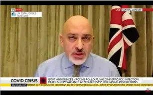  ?? Le ?? Taking part in an interview in February 2021 during his ro as vaccines minister (Sky News)
