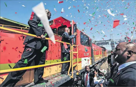  ?? Photo: Kopano Tlape/GCIS ?? Nothing doing: President Jacob Zuma at the official launch of the Trans Africa locomotive at Koedoespoo­rt in Pretoria — while top ANC officials were fretting about his future.