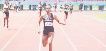  ??  ?? Aliyah Abrams who ran a pedestrian 54.51s yesterday compared to personal best (51.13s) was a bit disappoint­ed following the race. (Emmerson Campbell photo)