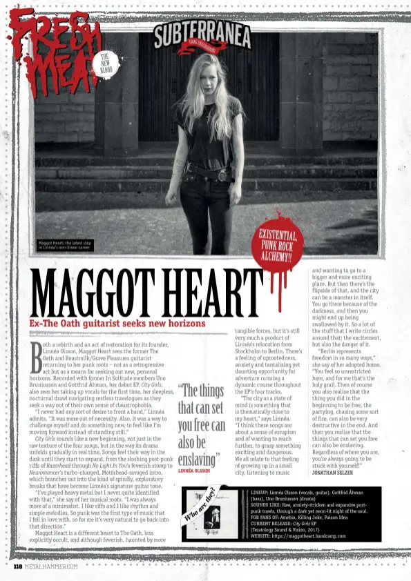  ??  ?? Maggot Heart: the latest step in Linnéa’s non-linear career