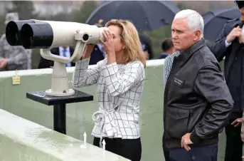  ??  ?? Tensions: Mike Pence with his daughter Charlotte in South Korea yesterday