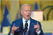  ?? AP PHOTO/MORRY GASH ?? President Joe Biden delivers remarks on his “Investing in America agenda” Wednesday at Gateway Technical College in Sturtevant, Wis.