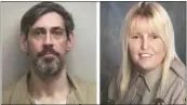  ?? U.S. MARSHALS SERVICE, LAUDERDALE COUNTY SHERIFF'S OFFICE VIA AP ?? Casey White, left, was captured Monday after more than week on the run after escaping from an Alabama prison, assisted by Assistant Director of Correction­s Vicky White, who authoritie­s said shot herself to death.