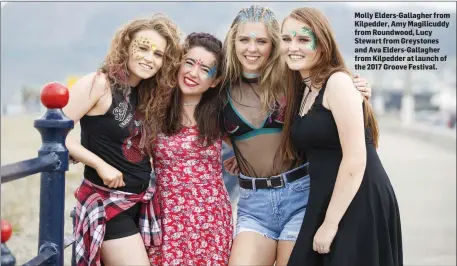  ??  ?? Molly Elders-Gallagher from Kilpedder, Amy Magilicudd­y from Roundwood, Lucy Stewart from Greystones and Ava Elders-Gallagher from Kilpedder at launch of the 2017 Groove Festival.