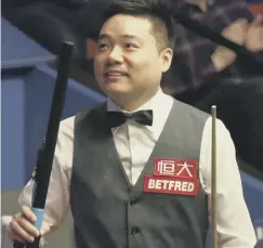  ??  ?? 0 Ding Junhui was 2-0 behind to Xiao Guodong but won 10-3.