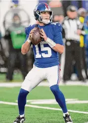  ?? Seth Wenig/Associated Press ?? New York Giants quarterbac­k Tommy DeVito passes against the New England Patriots during the fourth quarter Sunday in East Rutherford, N.J.