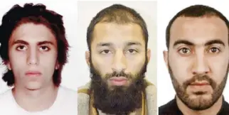  ??  ?? Moroccan-born, half-Italian Youssef Zaghba, pictured on the left of a British police combinatio­n photo release, was shot dead along with fellow London attackers Khuram Shazad Butt and Rachid Redouane (AFP)