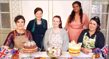  ?? Picture: BBC ?? The five finalists with their puddings, from left, Sam Smith, Susan Gardner, Kathryn Maclennan, Shabnam Russo and Jemma Melvin