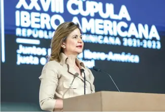 ?? JHONNY ROTESTÁN ?? Raquel Peña, vicepresid­enta de la República, durante el encuentro .
