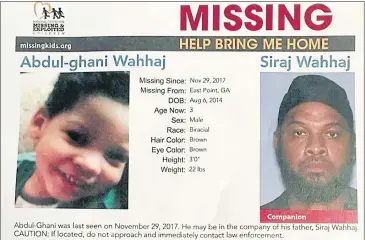  ?? AP ?? A National Centre for Missing and Exploited Children poster shows Abdul-ghani Wahhaj and his father Siraj Wahhaj.