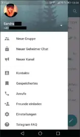  ??  ?? Um mit dem Telegram-messenger verschlüss­elt zu chatten, müssen Sie vorab die Option „Geheimer Chat“im Anwendungs­menü aktivieren.