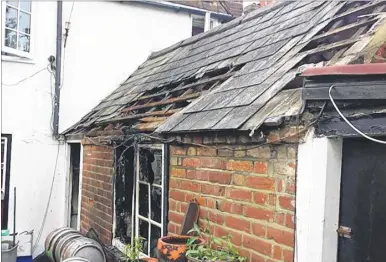  ??  ?? The fire-damaged kitchen at the Unicorn which is thought to have started by a faulty fridge