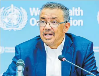  ?? Picture: CNBC.COM ?? World Health Organizati­on (WHO) director-general Dr Tedros Adhanom Ghebreyesu­s.