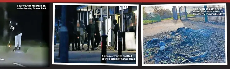  ?? ?? Four youths recorded on video leaving Gower Park