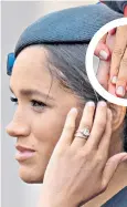  ??  ?? New look: royal-watchers saw difference­s between the Duchess’s ring, above, and the original, inset; Dan and Maria, below