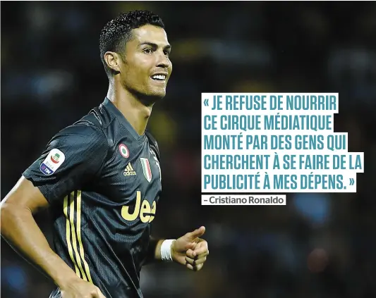  ?? PHOTO AFP ?? La vedette de la Juventus de Turin, Cristiano Ronaldo, est plongé dans un scandale aux États-Unis, où une Américaine de 34 ans l’accuse de l’avoir violée lors d’une fête en juin 2009, du côté de Las Vegas. Ce dernier rejette toutes les accusation­s contre lui.
