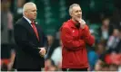  ?? Photograph: David Rogers - RFU/ The RFU Collection via Getty Images ?? Wales head coach Warren Gatland (left) with Rob Howley in February, during the Six Nations.