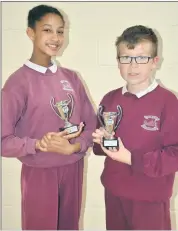  ?? (Pic: John Ahern) ?? Gretta Mack and Jude Hallihan, who represente­d Castlelyon­s at last Sunday’s East Cork Scór na bPáistí finals in Watergrass­hill.