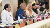  ?? — PTI ?? Vice-president Venkaiah Naidu, President Ram Nath Kovind, Prime Minister Narendra Modi and other leaders during the inaugurati­on of Conference of Governors at Rashtrapat­i Bhavan on Thursday.