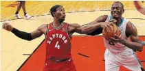  ?? STEVE RUSSELL TORONTO STAR FILE PHOTO ?? Charlotte Hornets centre Bismack Biyombo, with NBA earnings of more than $75 million, stresses charity and sharing hope.