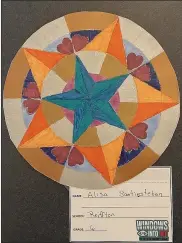  ?? PHOTOS COURTESY OF LAURA KAUFFMAN ?? This mixed-media sun star, or hex sign, by sixth-grade student Alisa Santiesteb­an is one of more than 60student artworks exhibited at the Exeter Community Library in celebratio­n of Youth Art Month in March.