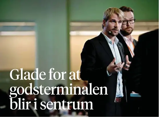  ?? ARKIVFOTO: EIRIK BREKKE ?? SIER NEI: Ap og Høyre, her represente­rt ved Roger Valhammer og Harald Victor Hove, er mot alle de foreslåtte alternativ­ene til ny godstermin­al iBergen.