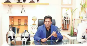  ?? BHUMESH BHARTI, LORD OF BATTLES ?? Former Indian army officer Saurabh Mahajan’s company supplies medieval armor, weapons and other artifacts to film and theater production companies all over the world.