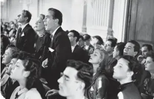  ??  ?? Martha Holmes: Danny Kaye, June Havoc, Humphrey Bogart, and Lauren Bacall at the House Un-American Activities Committee, Washington, D.C., 1947, ©Time Inc.; right, © Eddie Adams: Vietnamese refugees, Gulf of Siam, Thanksgivi­ng Day, 1977; images...