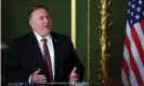  ??  ?? The US secretary of state, Mike Pompeo, at a joint press conference with the UK foreign secretary, Dominic Raab, on Tuesday. Photograph: WPA/Getty Images