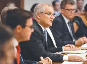  ?? Picture: AAP ?? CRISIS: Prime Minister Scott Morrison addresses the Bushfire Relief and Recovery Efforts Peak Body Roundtable.