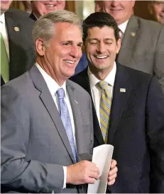  ?? (Shuttersto­ck/SIPA) ?? House Majority Leader Kevin McCarthy (left) and Speaker of The House Paul Ryan (right).