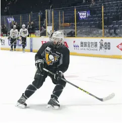  ?? BRUCE BENNETT / GETTY IMAGES ?? Nick Bonino of the Pittsburgh Penguins was back at practice Sunday after blocking a shot in Game 2 and remains a game-time decision for Monday’s Game 4.