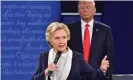  ??  ?? Changing political ground … Hillary Clinton and Donald Trump at a presidenti­al debate in October 2016. Photograph: Paul J Richards/AFP via Getty Images