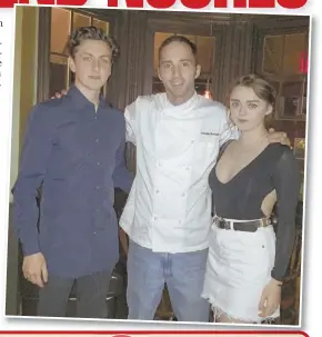  ?? PHOTO COURTESY OF AGENCY 451 ?? ‘Game of Thrones’ assassin Maisie Williams, far right, with her boyfriend, Ollie Jackson, far left, and chef Douglas Rodriguez at North Square Oyster.