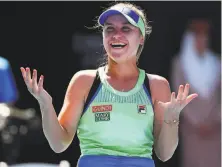  ?? Quinn Rooney / Getty Images ?? American Sofia Kenin had not been past the fourth round of a major, but now will play for the Australian Open title.