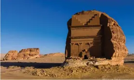  ?? Photograph: Eric Lafforgue/Alamy Stock Photo ?? A tomb at Madâin Sâlih, a Unesco world heritage site, near Saudi Arabia’s north-western town of Al-Ula.