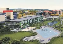  ??  ?? HALLPLANER: Grimstad Svømmeklub­b har konkrete planer om ny svømmehall ved campus.
SKISSE: FX3D AS