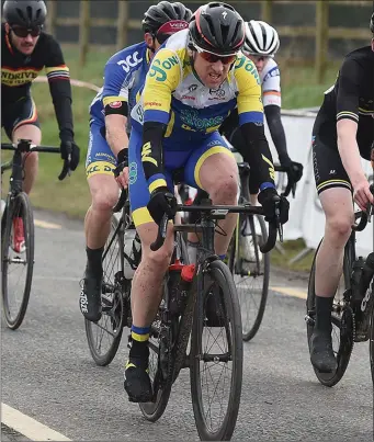  ??  ?? Drogheda Wheelers rider Barry Hughes in the A2 section of the Coombes Connor Memorial race.