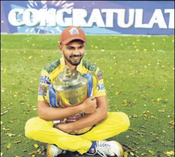  ?? BCCI ?? This IPL’S most prolific scorer Ruturaj Gaikwad of CSK with the trophy, in Dubai on Friday.