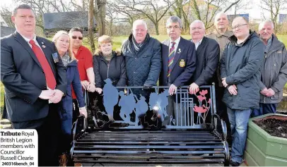  ??  ?? Tribute Royal British Legion members with Councillor Russell Clearie